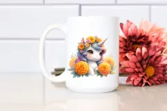 Cute Baby Unicorn with Marigold | Clipart Product Image 2