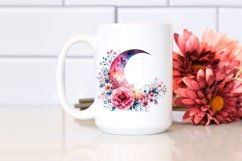 Whimsical Moon with Flowers | Sublimation | Clipart Product Image 2