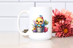 Colorful Baby Peacock Sitting in a Bucket | Clipart Product Image 2
