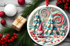 Round Christmas Ornament Sublimation|Clipart Product Image 1