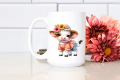 Colorful Summer Baby Cow Clipart Product Image 2