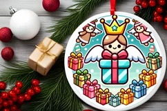 Round Christmas Ornament Sublimation|Clipart Product Image 1