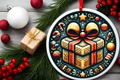 Round Christmas Ornament Sublimation|Clipart Product Image 2