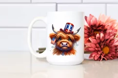Bored Highland Cow Portrait with Party Hat | Clipart Product Image 2