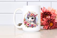 Baby Unicorn with Petunia Frame | Clipart Product Image 2