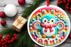 Round Christmas Ornament Sublimation|Clipart Product Image 1