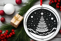 Round Christmas Ornament Sublimation|Clipart Product Image 1