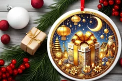 Round Christmas Ornament Sublimation|Clipart Product Image 1