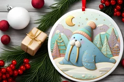 Round Christmas Ornament Sublimation|Clipart Product Image 2