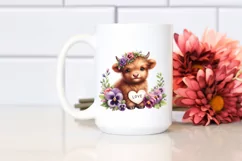 Cute Highland Cow Pansy Clipart Product Image 2