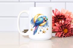 Pastel Macaw Sleeping on Moon | Sublimation | Clipart Product Image 2