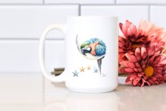 Pastel Macaw Sleeping on Moon | Sublimation | Clipart Product Image 2