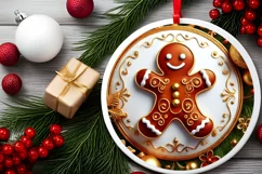 Round Christmas Ornament Sublimation|Clipart Product Image 1