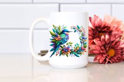 Abstract Vibrant Watercolor Bird with Flowers JPEG Product Image 2