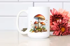Detailed Pastel Mushroom Watercolor Splash PNG Product Image 2