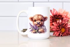 Cute Watercolor Baby Highland Cow Clipart Product Image 2