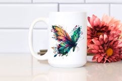 Abstract Vibrant Watercolor Butterfly with Leaves and Product Image 2