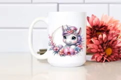 Unicorn and Orchid Frame Art | Sublimation Clipart Product Image 2