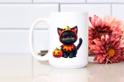 Cute Baby Black Cat Halloween Sublimation Clipart Product Image 2
