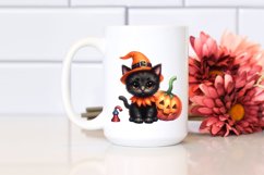 Cute Baby Black Cat Halloween Sublimation Clipart Product Image 2