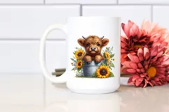 Cute Baby Cow with Sunflower PNG Product Image 2