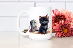 Cute Baby Black Cat Grave Sublimation Clipart Product Image 2