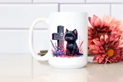 Cute Baby Black Cat Grave Sublimation Clipart Product Image 2