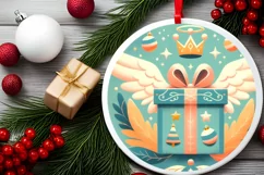 Round Christmas Ornament Sublimation|Clipart Product Image 1