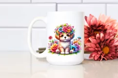 Cute Puppy with Flower Crown Clipart Product Image 2
