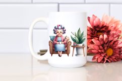 Old Lady Watercolor Character Sitting on a Sofa Product Image 2