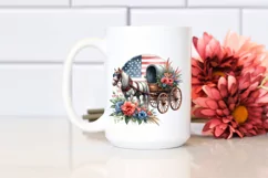 Vintage Horse Wagon Flowers Watercolor Sublimation Clipart Product Image 2