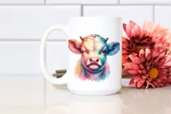 Winking Baby Cow in Watercolor PNG Product Image 2