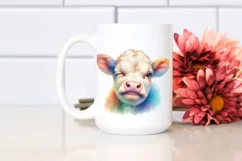 Winking Baby Cow Watercolor PNG Product Image 2