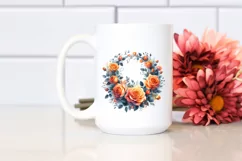 Vibrant Floral Orange Roses Wreath | Clipart Product Image 2