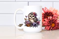 Gothic Cute Baby Owl Flowers Pansy | Clipart Product Image 2