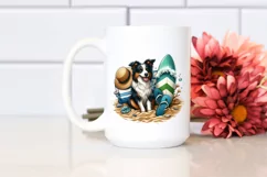Sitting Border Collie Surf Slippers Clipart Product Image 2