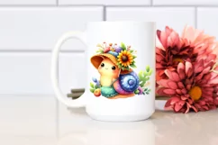Cute Baby Snail Watercolor Clipart Product Image 2