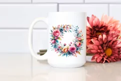 Colorful Wreath Small Pink Roses | Clipart Product Image 2
