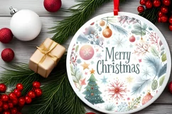 Colorful Pastel Snowflake Christmas Scene PNG Product Image 2