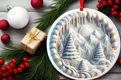 Round Christmas Ornament Sublimation|Clipart Product Image 2