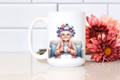 Old Lady Character on Couch with Mug | Sublimation | Clipart Product Image 2