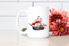 Vintage Fishing Boat with Fireworks | Clipart Product Image 2