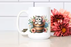 Cute Baby Cat with Flowers PNG Product Image 2