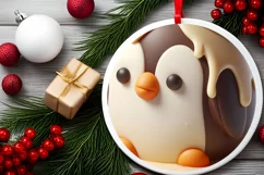 3D Marzipan Christmas Penguin PNG Product Image 2