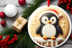 3D Marzipan Christmas Penguin PNG Product Image 2