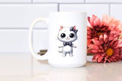 Shy White Cat Skinny Sublimation Clipart Product Image 2