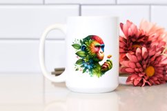 Abstract Vibrant Watercolor Monkey with Flowers and Leaves Product Image 2