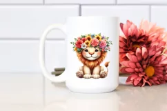 Cute Lion with Flower Crown PNG Product Image 2