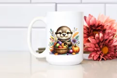 Cute Otter Autumn Basket | Sublimation | Clipart Product Image 2