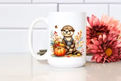 Cute Otter Autumn Basket | Sublimation | Clipart Product Image 2